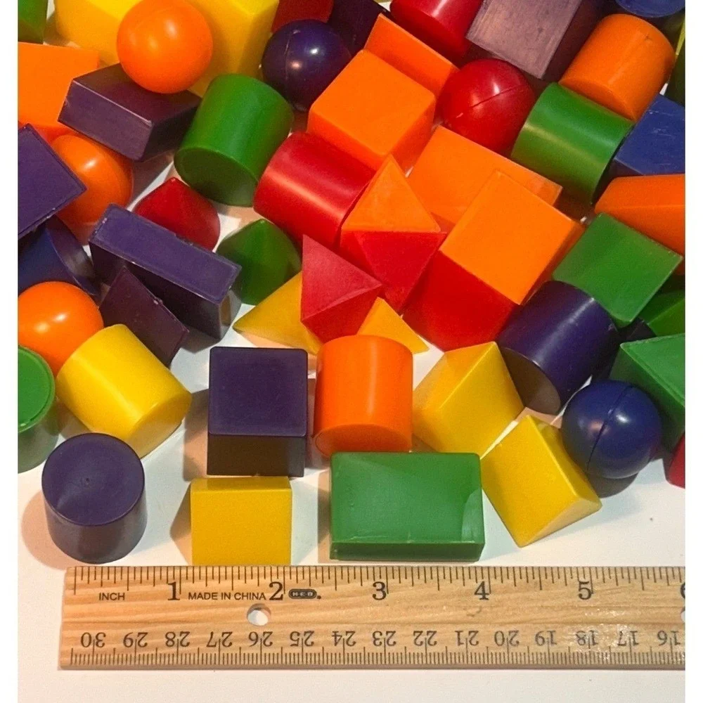 215 Lot 3D Plastic Geometric Shapes Block Math Teacher Manipulative Learning Toy